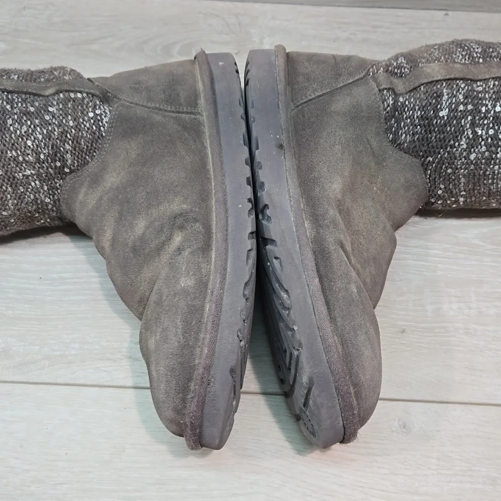 Ugg Australia Women Camaya Sequin knit sweater Leather Boots shoes sz 10